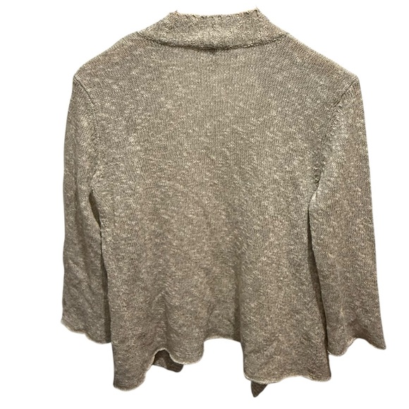 Eileen Fisher Size S Open Front Cardigan Sweater Beige Linen Natural Spring - Picture 3 of 5